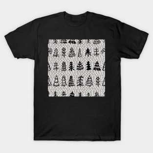 Abstract graphic doodle pattern with christmas trees T-Shirt